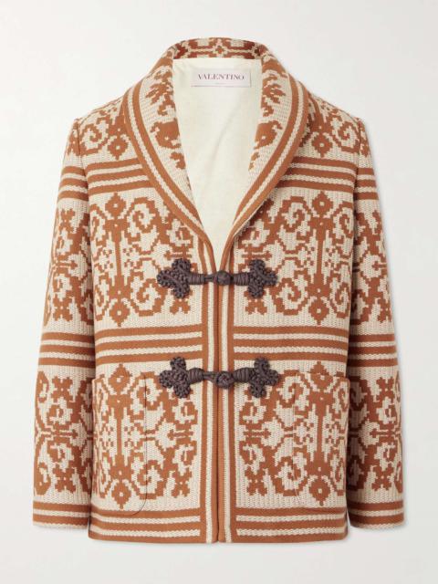 Valentino Shawl-Collar Cotton and Linen-Blend Jacquard Cardigan
