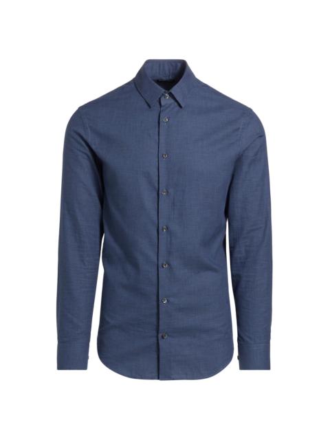 GIORGIO ARMANI Men's Textured Cotton Shirt - Navy