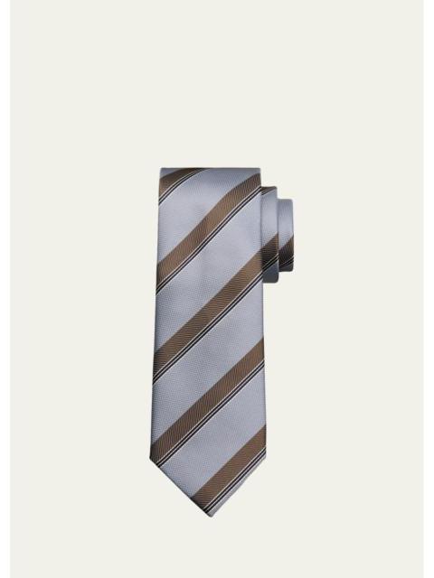 Brioni Men's Stripe Jacquard Silk Tie