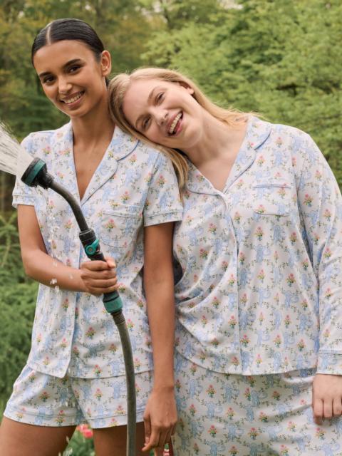Hill House Home Roller Rabbit x Hill House Polo Pajamas - Blue Floral Monkey Trellis