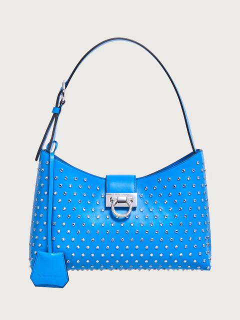 FERRAGAMO STUDDED TRIFOLIO SHOULDER BAG