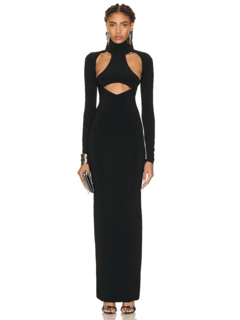 LaQuan Smith Cut Out Turtleneck Gown