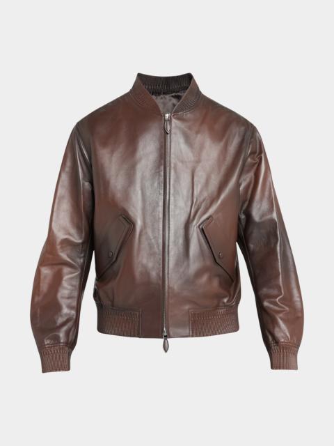 Men's Patina Leather Bomber Jacket