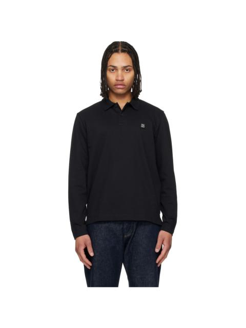 HUGO Black Stacked-Logo Cotton Blend Polo