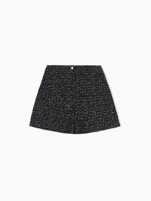 EMPORIO ARMANI DENIM SHORTS WITH EMBROIDERED SEQUINS AND VELVET TRIM