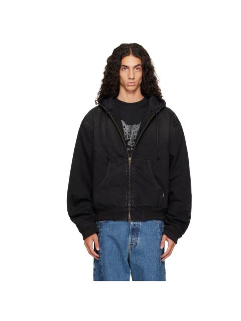 VETEMENTS Black Denim Workwear Bomber Jacket