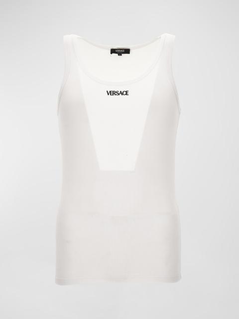 VERSACE Men's Embroidered Logo Tank Top