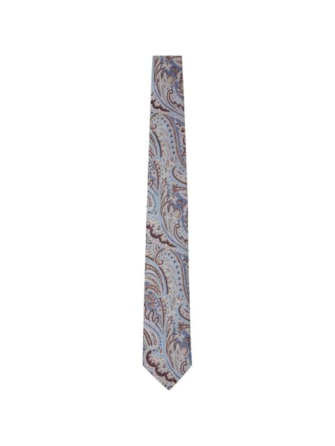 Dries Van Noten Blue & Burgundy Paisley Tie