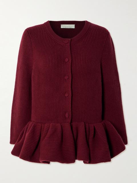 LIBEROWE Ruffled Cashmere Peplum Cardigan