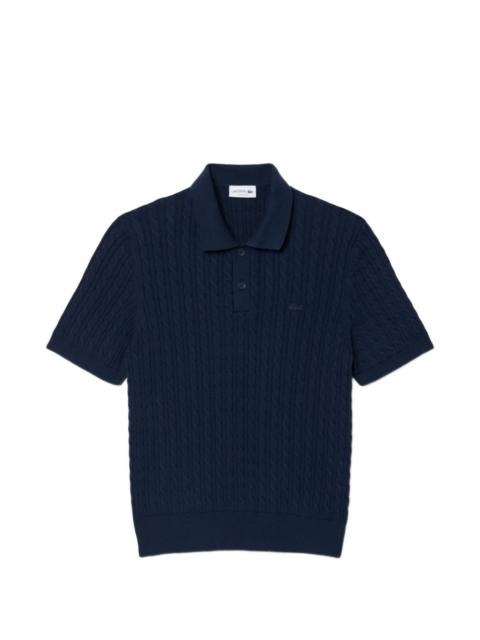 LACOSTE cable-knit polo shirt