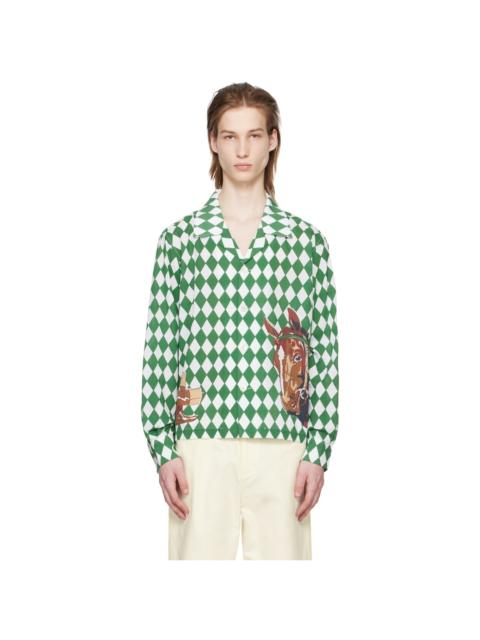 BODE Green & White Jockey Diamond Shirt