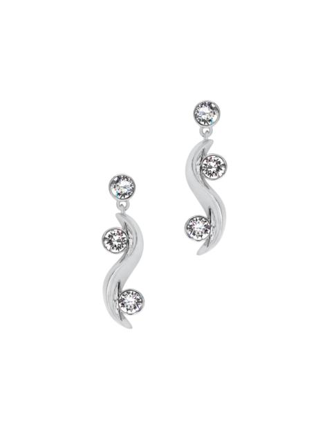 Oscar de la Renta Women's 24K-Gold-Plated & Glass Crystal Wave Drop Earrings - Silver
