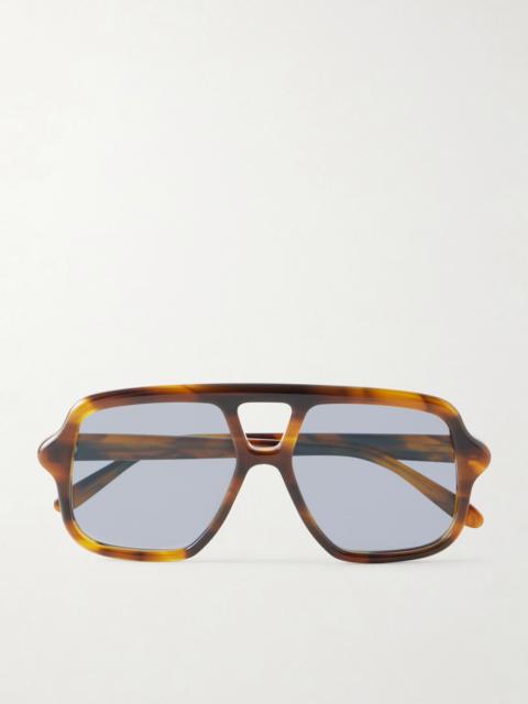 Loewe Double-Bridge Aviator-Style Tortoiseshell Acetate Sunglasses Tortoiseshell