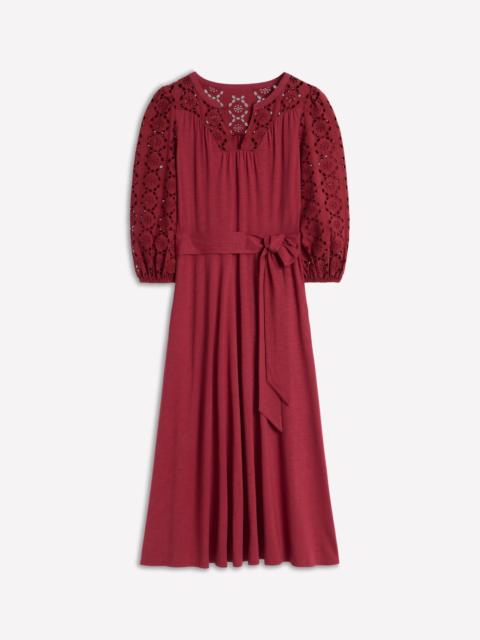 BODEN Eden Broderie Jersey Dress-Garnet Red