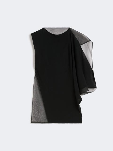 Sportmax GERANIO Stretch viscose asymmetrical top - BLACK