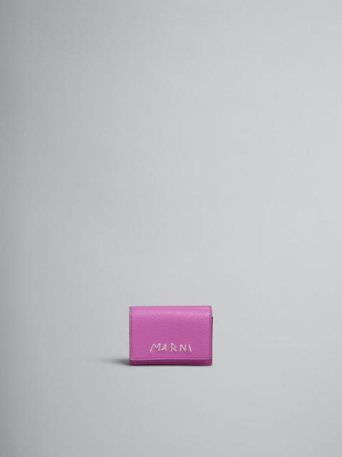 PINK LEATHER TRIFOLD WALLET WITH MARNI MENDING