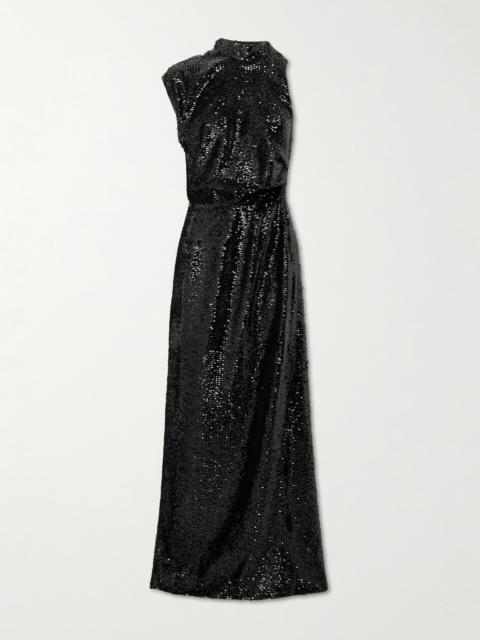 EMILIA WICKSTEAD Conlan Draped Asymmetric Sequined Crepe Gown