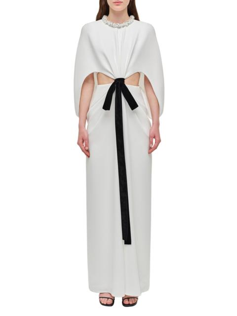 SIMKHAI Women's Annette Tie-Waist Cape Gown - Ivory Multi