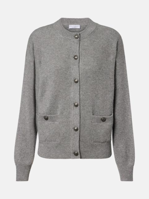 Brunello Cucinelli Cashmere-blend lamé cardigan