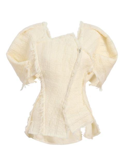 KHAITE Quan frayed-sleeve top