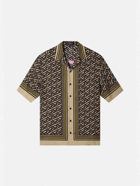 VERSACE La Greca Medusa Tag Silk Shirt