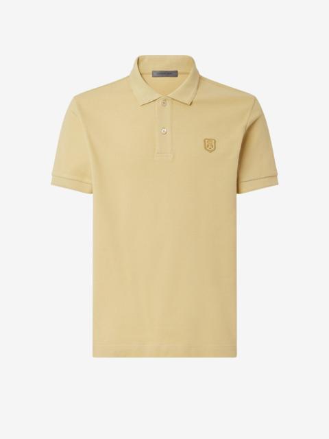 CORNELIANI Yellow button-up pique cotton polo shirt