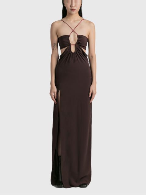 NENSI DOJAKA FRONT KEY-HOLE FLOOR LENGTH DRESS