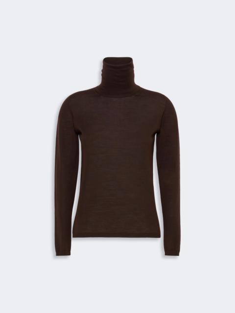 Max Mara SALUTO Wool yarn polo-neck sweater - DARK BROWN