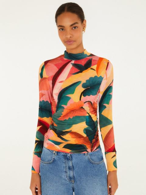 FARM RIO Multicolor Atlantic Rainforest Jersey Blouse