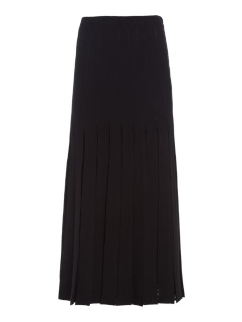 GABRIELA HEARST Debutante Pleated Knit Skirt in Black Merino Wool