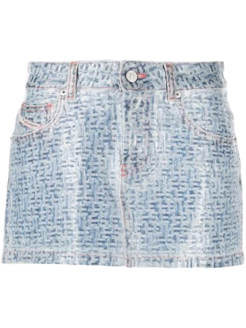 printed denim miniskirt