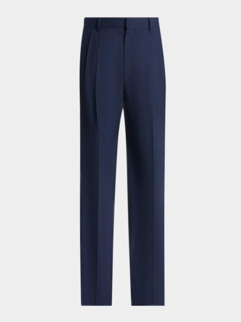 Balmain Men's Straight Leg Double-Pleated Trousers