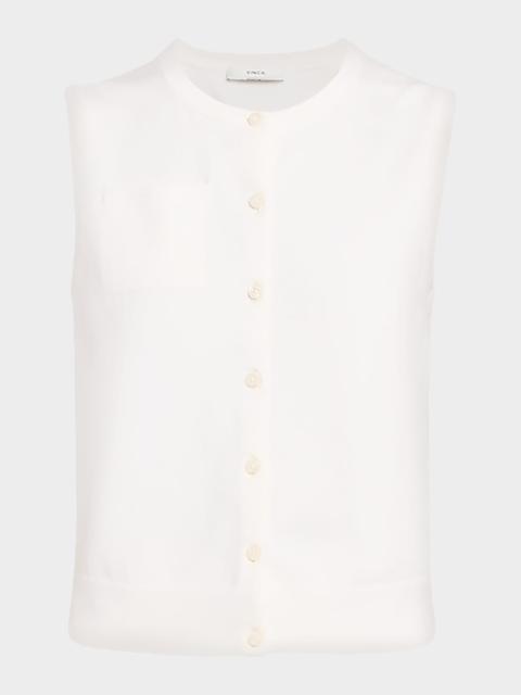 Vince Sleeveless Patch Pocket Cardigan