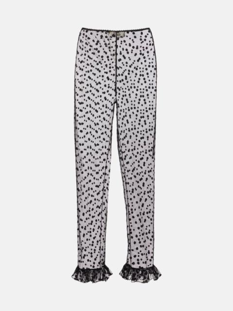 Chloé Polka-dot cotton-blend tulle straight pants