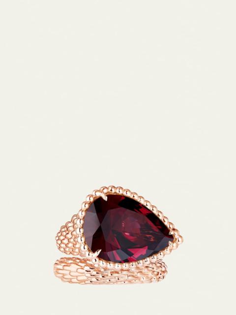 Boucheron 18k Rose Gold Serpent Boheme Ring With Garnet, L Motif