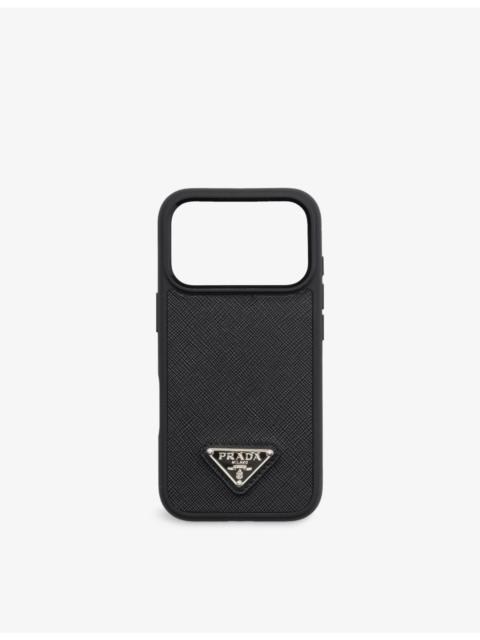 Prada Brand-Plaque Leather iPhone 17 Pro Phone Case