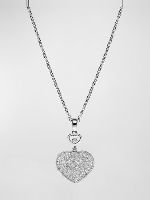Chopard Happy Hearts 18K White Gold Diamond Bezel & Pave Pendant Necklace