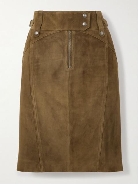 TOM FORD Belted suede skirt Tan