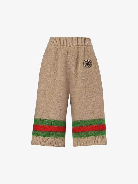 GUCCI Striped wide-leg regular-fit mohair wool-blend knitted trousers