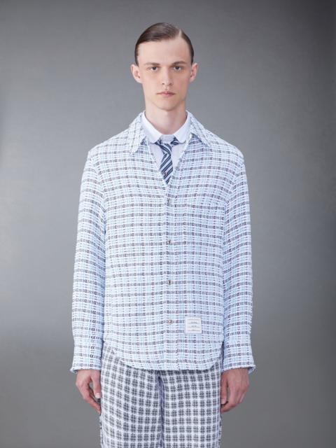 Thom Browne Check Crochet Tweed Shirt Jacket