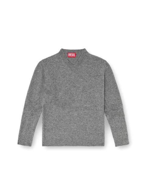 Diesel V-NECK JUMPER IN WRINKLED BOILED KNIT