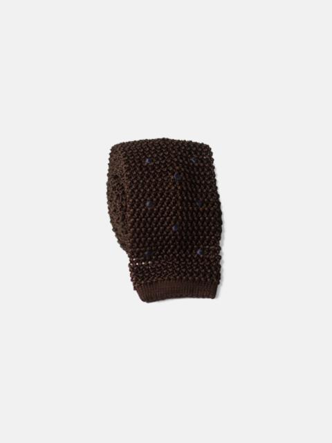 J. PRESS MADE-IN-ITALY BROWN & BLUE DOT SILK KNIT TIE