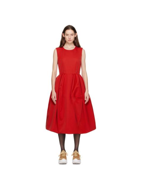 Comme Des Garçons Red Structured Midi Dress