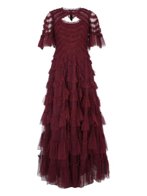 Needle & Thread Aviana ruffled short-sleeves maxi dress
