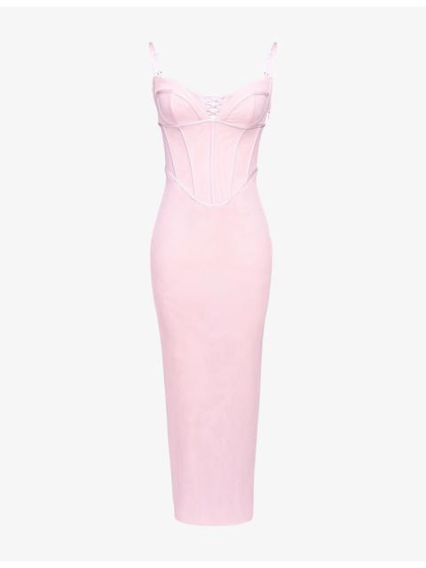 House of CB Romy Mesh Bodycon Stretch-Woven Maxi Dress