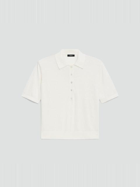 Theory Sheer Polo Shirt in Linen Knit
