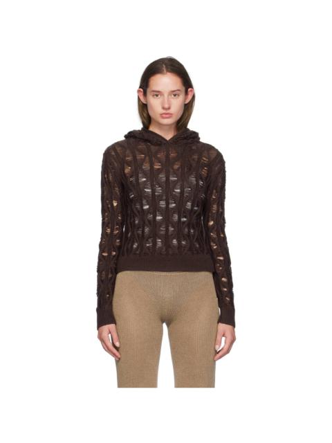 ISA BOULDER Brown Fudgy Sloping Hoodie