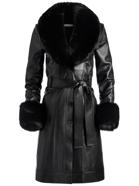 Alice + Olivia STARI VEGAN LEATHER FAUX FUR COMBINATION COAT