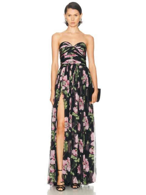 Oscar de la Renta Strapless Chiffon Gown