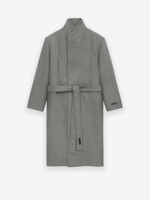 Melange Wool Stand Collar Overcoat